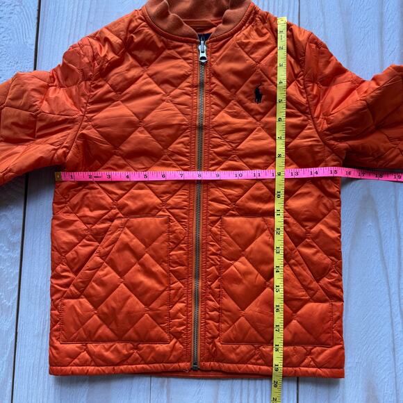 Polo Ralph Lauren Unisex Size S (8) Quilted‎ Bomber Barn Zipper Jacket Orange - Picture 4 of 7